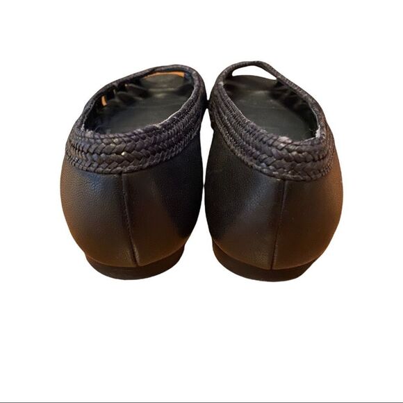Stuart Weitzman Women's Black Braided Peep Toe Slip On Flats 8 - Picture 4 of 5